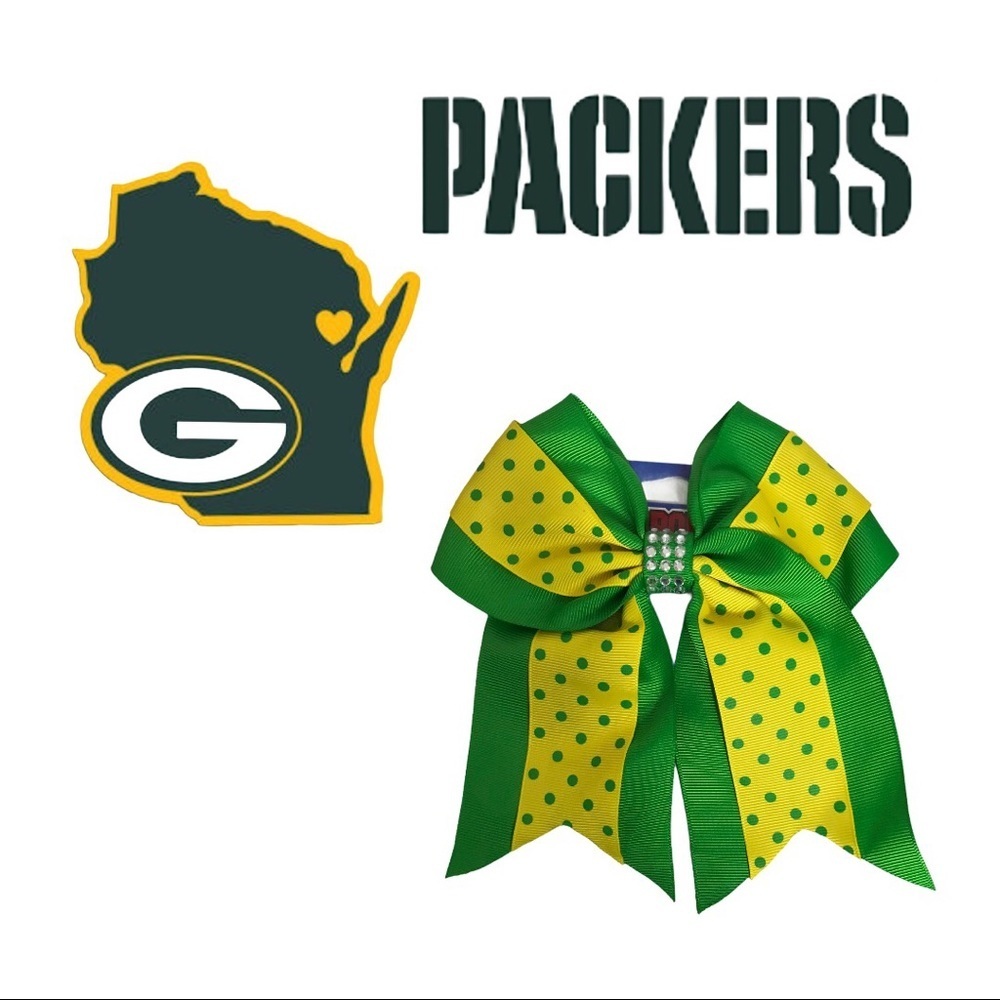 New Green & Gold Hair Bow Tie GO PACKERS!!!